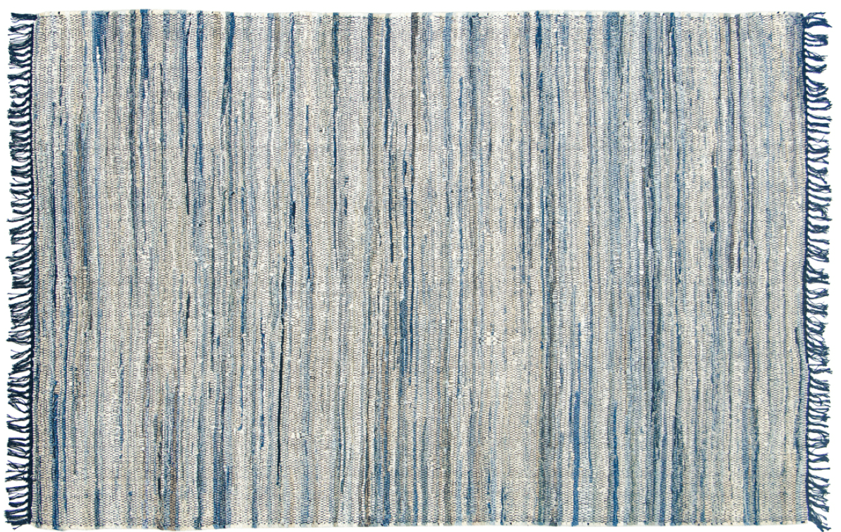 Machine Washable Rug of Recycled Denim, Navy Blue - Topstitch - Revival™