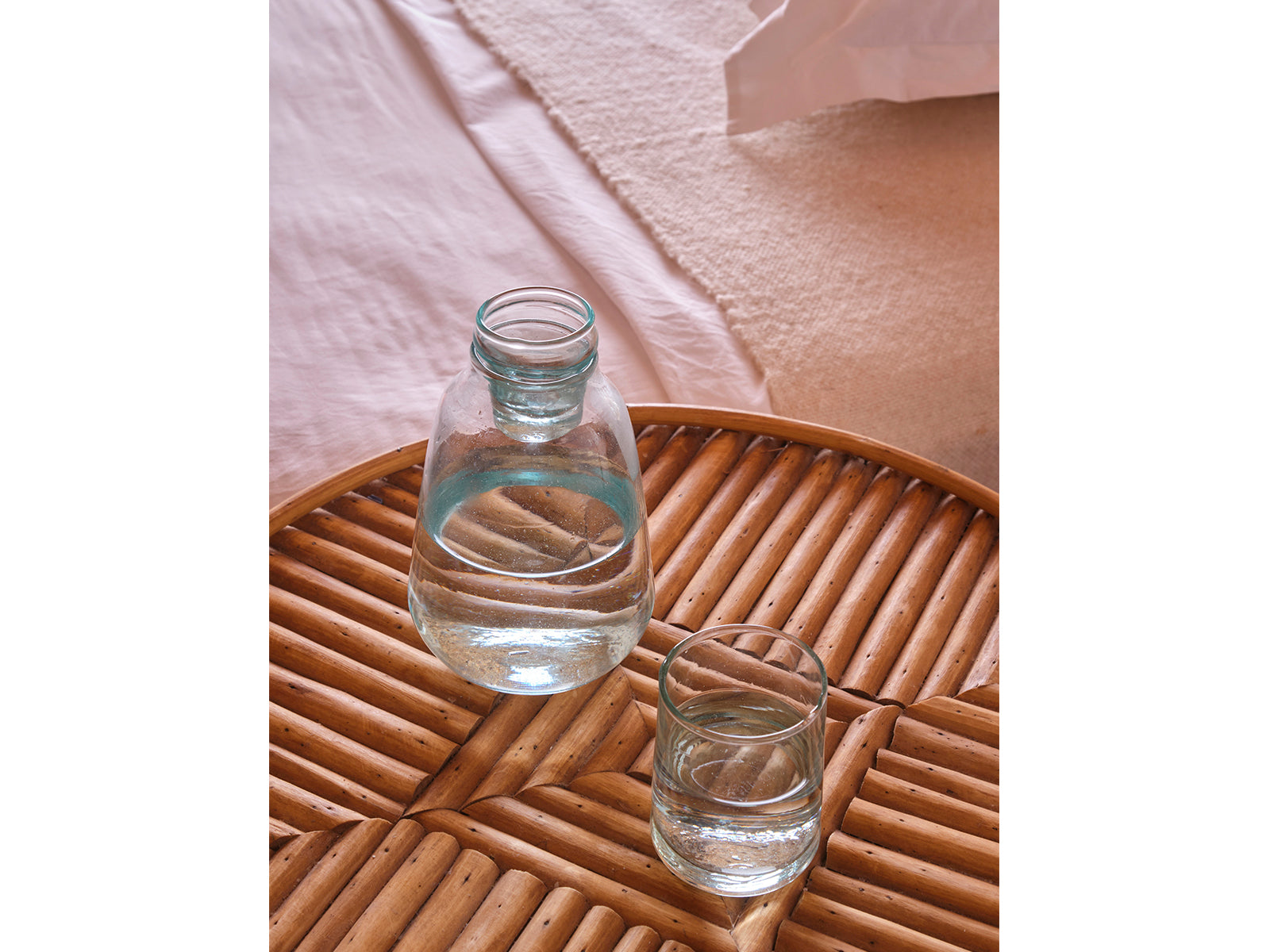 Bedside Water Carafe, 6.4'' x 4.5'' - Moroccan Glass - Revival™